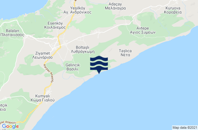 Karte der Gezeiten Lythrágkomi, Cyprus