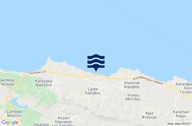 Karte der Gezeiten Lápithos, Cyprus