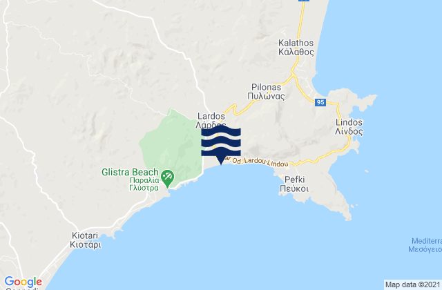 Karte der Gezeiten Lárdos, Greece