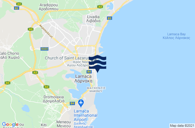 Karte der Gezeiten Lárnaka, Cyprus