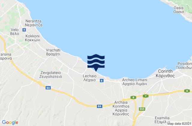 Karte der Gezeiten Lékhaio, Greece