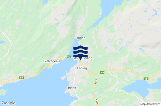 Karte der Gezeiten Løding, Norway