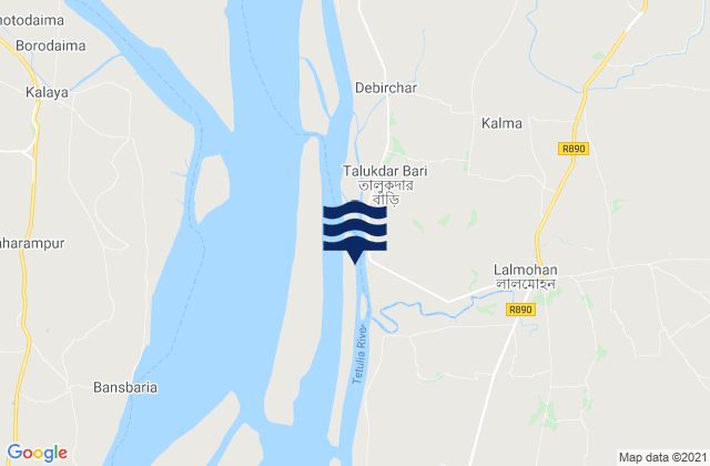 Karte der Gezeiten Lālmohan, Bangladesh