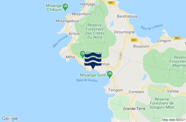 Karte der Gezeiten M'Tsangamouji, Mayotte
