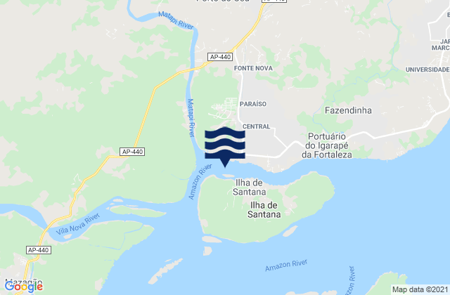 Karte der Gezeiten Macapa Amazon River, Brazil