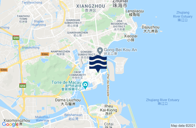Karte der Gezeiten Macau, Macao
