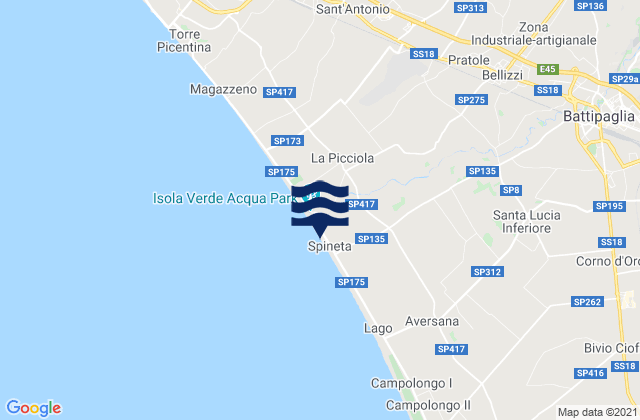 Karte der Gezeiten Macchia, Italy