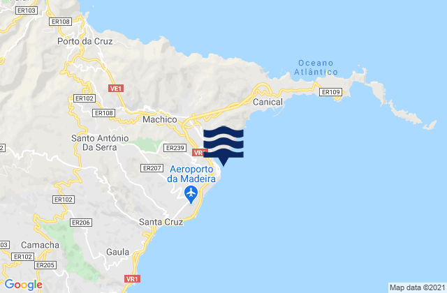 Karte der Gezeiten Machico, Portugal