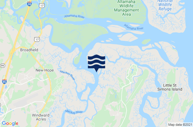 Karte der Gezeiten Mackay River (ICWW) Buttermilk Sound, United States