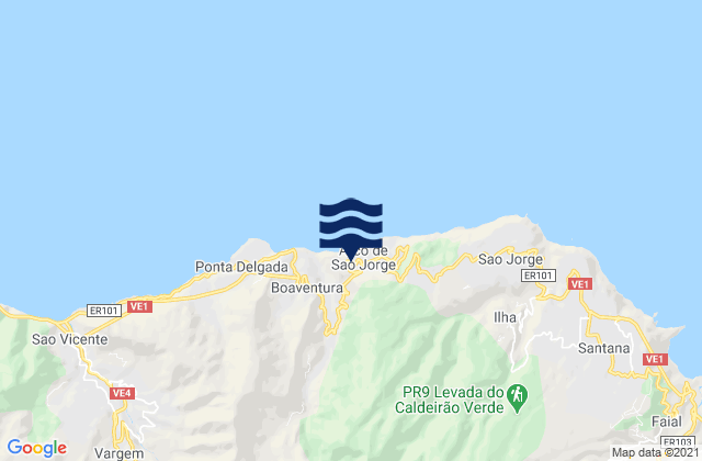 Karte der Gezeiten Madeira, Portugal