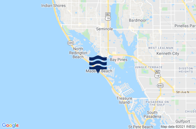 Karte der Gezeiten Maderia Beach, United States
