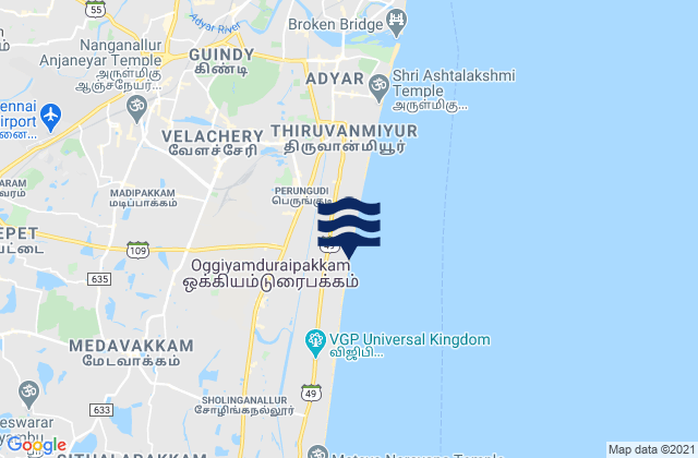 Karte der Gezeiten Madipakkam, India