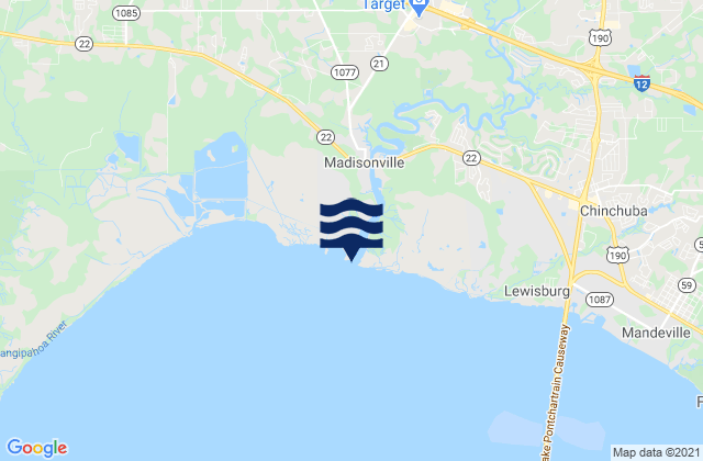 Karte der Gezeiten Madisonville (Tchefuncte River Lake Pontchartrain), United States