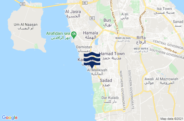 Karte der Gezeiten Madīnat Ḩamad, Bahrain