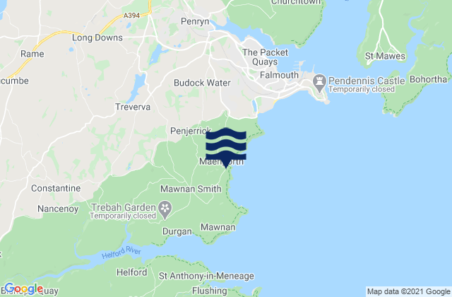 Karte der Gezeiten Maenporth Beach, United Kingdom