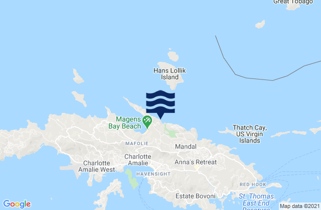 Karte der Gezeiten Magens Bay St. Thomas Island, U.S. Virgin Islands