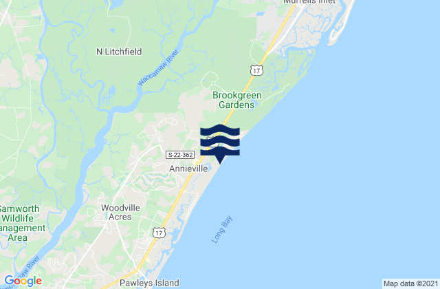 Karte der Gezeiten Magnolia Beach, United States