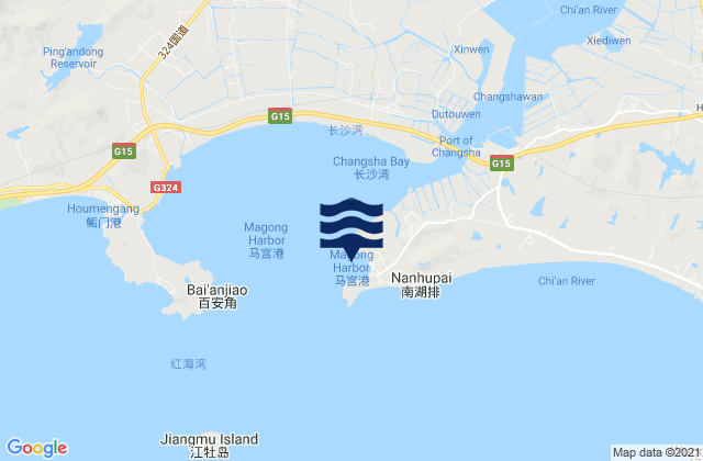 Karte der Gezeiten Magong, China
