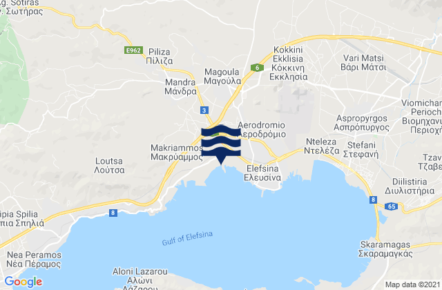 Karte der Gezeiten Magoúla, Greece