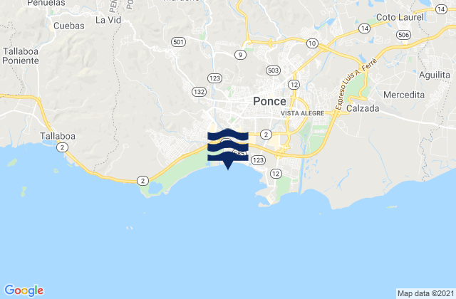 Karte der Gezeiten Magueyes Urbano Barrio, Puerto Rico