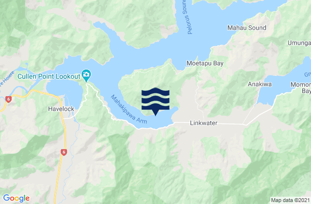 Karte der Gezeiten Mahakipawa Arm, New Zealand