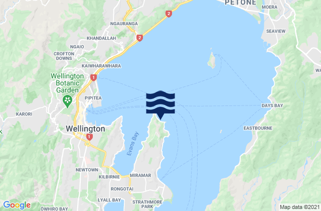 Karte der Gezeiten Mahanga Bay, New Zealand