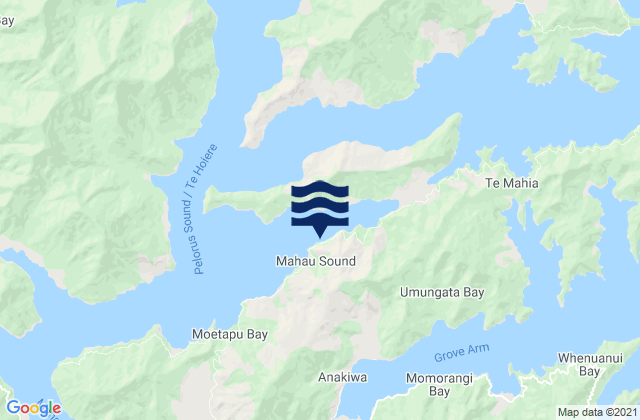 Karte der Gezeiten Mahau Sound, New Zealand