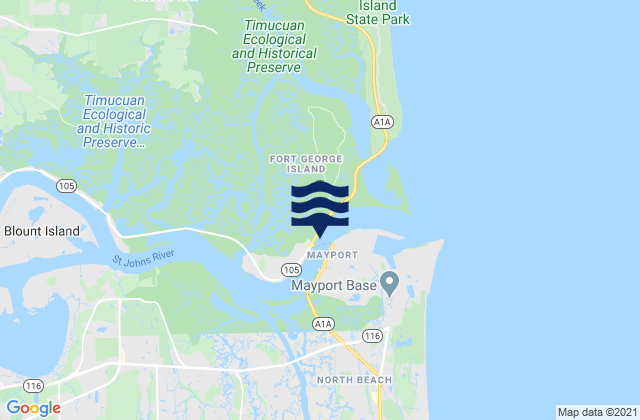 Karte der Gezeiten Mahon River entrance Bay, United States