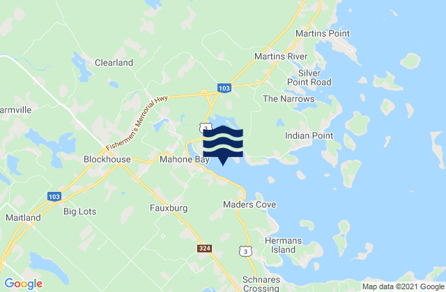Karte der Gezeiten Mahone Harbour, Canada