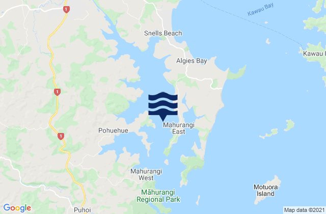 Karte der Gezeiten Mahurangi Harbour, New Zealand