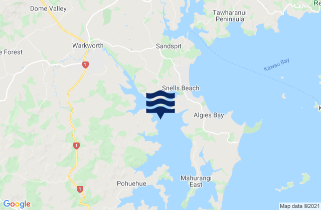 Karte der Gezeiten Mahurangi Harbour, New Zealand