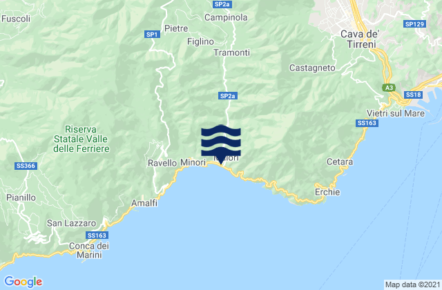 Karte der Gezeiten Maiori, Italy