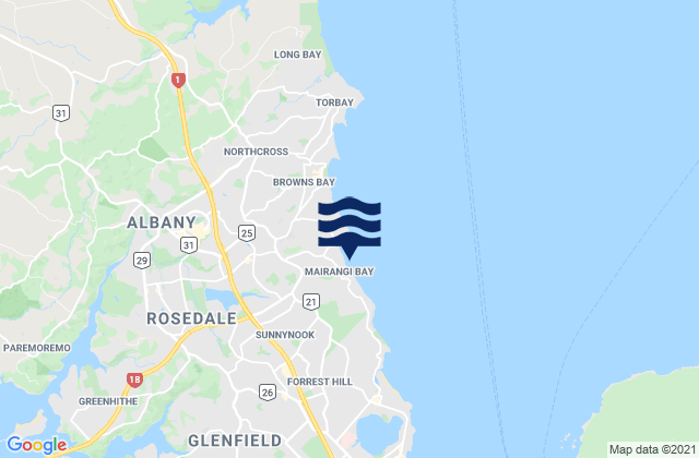 Karte der Gezeiten Mairangi Bay, New Zealand