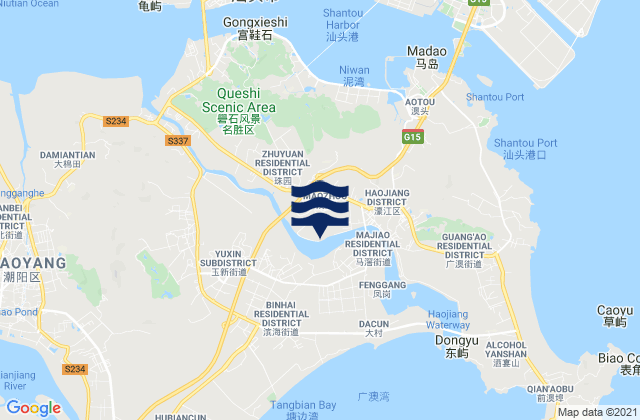 Karte der Gezeiten Majiao, China