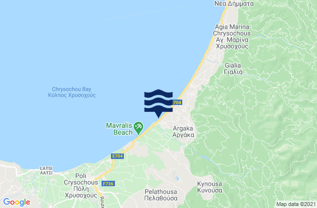 Karte der Gezeiten Makoúnta, Cyprus