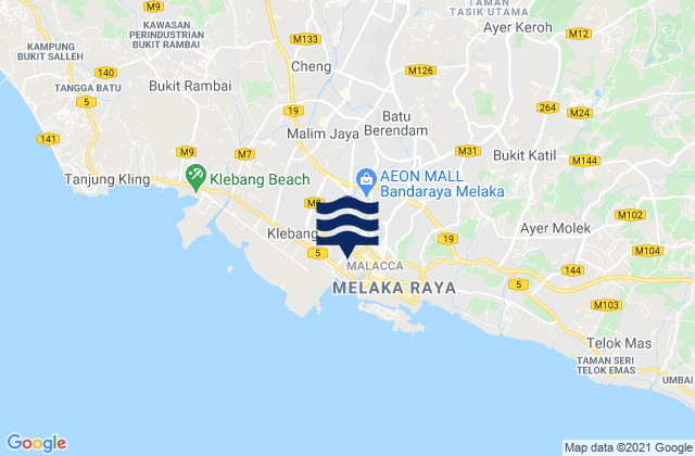Karte der Gezeiten Malacca, Malaysia