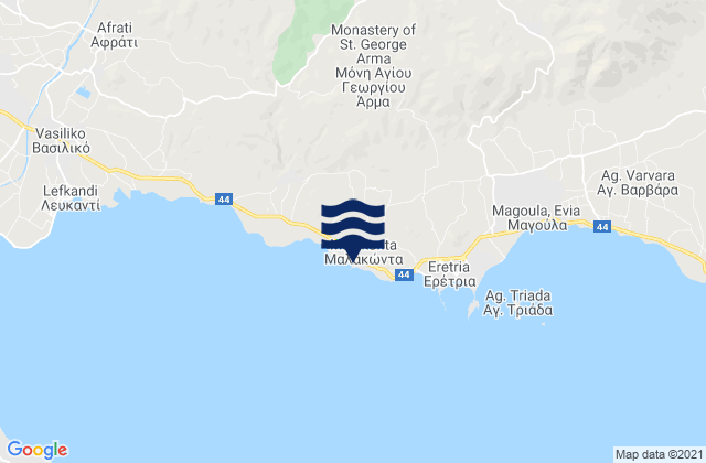 Karte der Gezeiten Malakónta, Greece