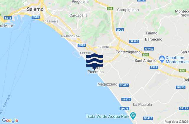 Karte der Gezeiten Malche-Santa Croce-Serroni, Italy