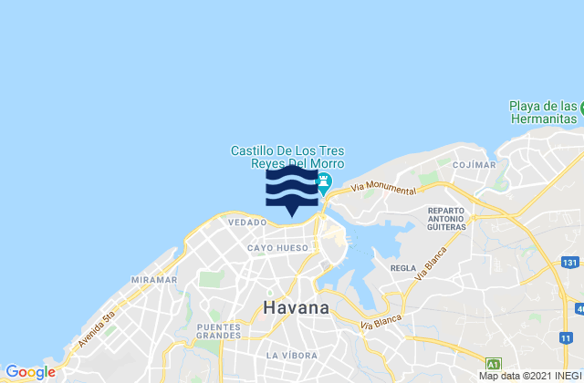 Karte der Gezeiten Malecón, Cuba