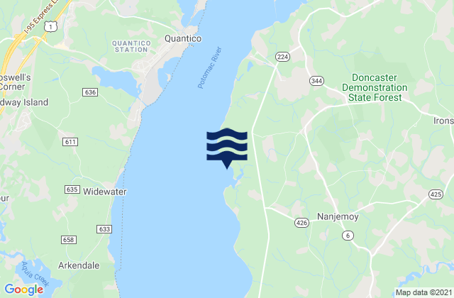 Karte der Gezeiten Mallows Bay, United States