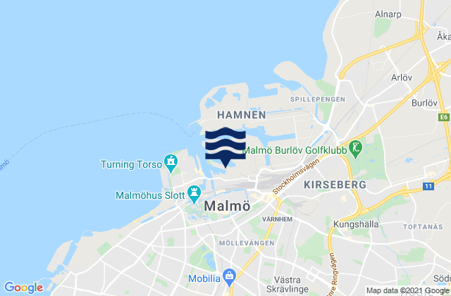 Karte der Gezeiten Malmö, Sweden
