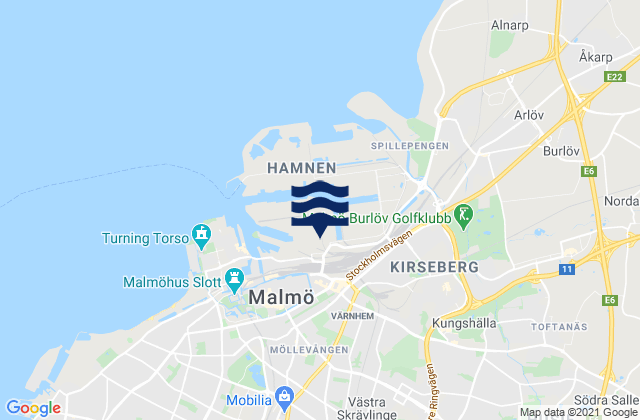 Karte der Gezeiten Malmö, Sweden