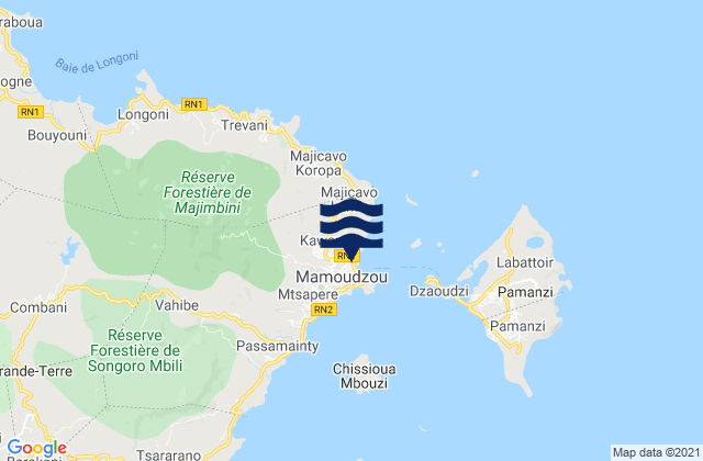 Karte der Gezeiten Mamoudzou, Mayotte