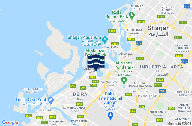 Karte der Gezeiten Mamzar Beach, United Arab Emirates