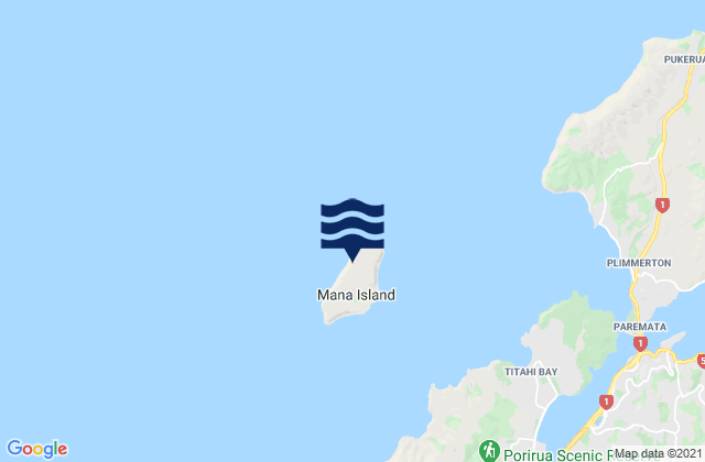 Karte der Gezeiten Mana Island, New Zealand