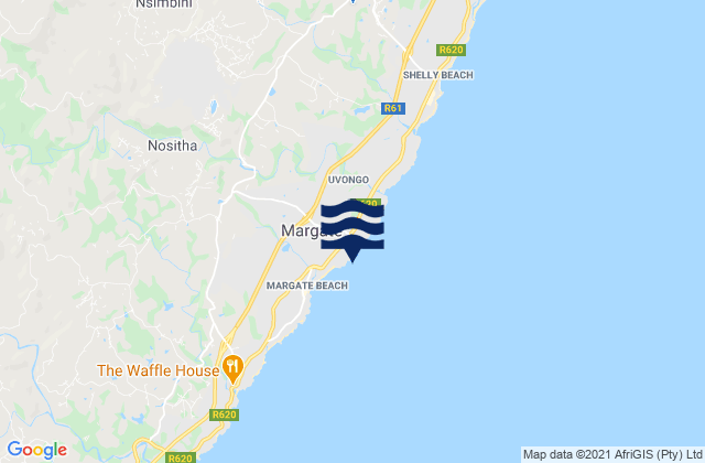 Karte der Gezeiten Manaba Beach, South Africa