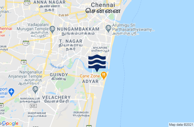Karte der Gezeiten Manappakkam, India