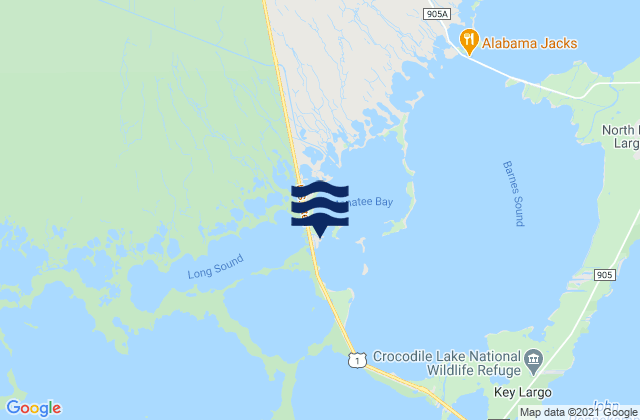 Karte der Gezeiten Manatee Creek (Manatee Bay Barnes Sound), United States