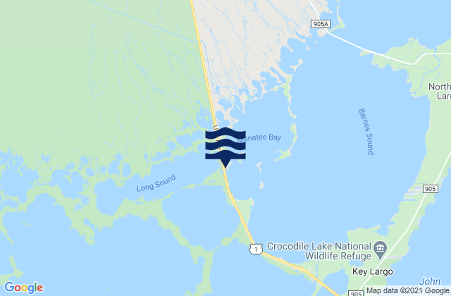 Karte der Gezeiten Manatee Creek Hwy 1 bridge Long Sound, United States