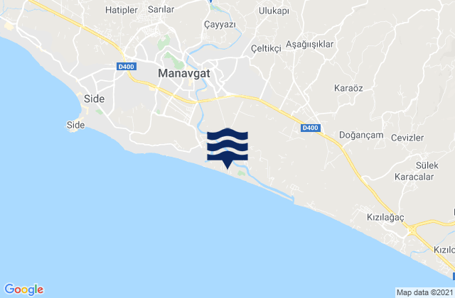 Karte der Gezeiten Manavgat İlçesi, Turkey